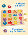 Coogam Toy Wooden Shape Peg Puzzle, Fine Motor Color Matching Sorting Board, Early Learning Educational Activity Toy Gift for Preschool Toddler Baby 3 4 5 Year Old