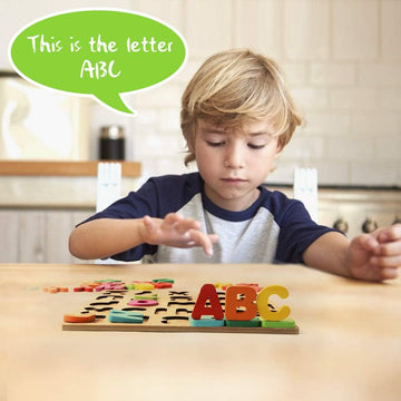 wgde toy Wooden Jigsaw Puzzles for 2 3 4 Year Old Kids with 20-piece Numbers and 26-piece ABC Alphabet - Best Early Education Recognition Toys (2 Pieces)