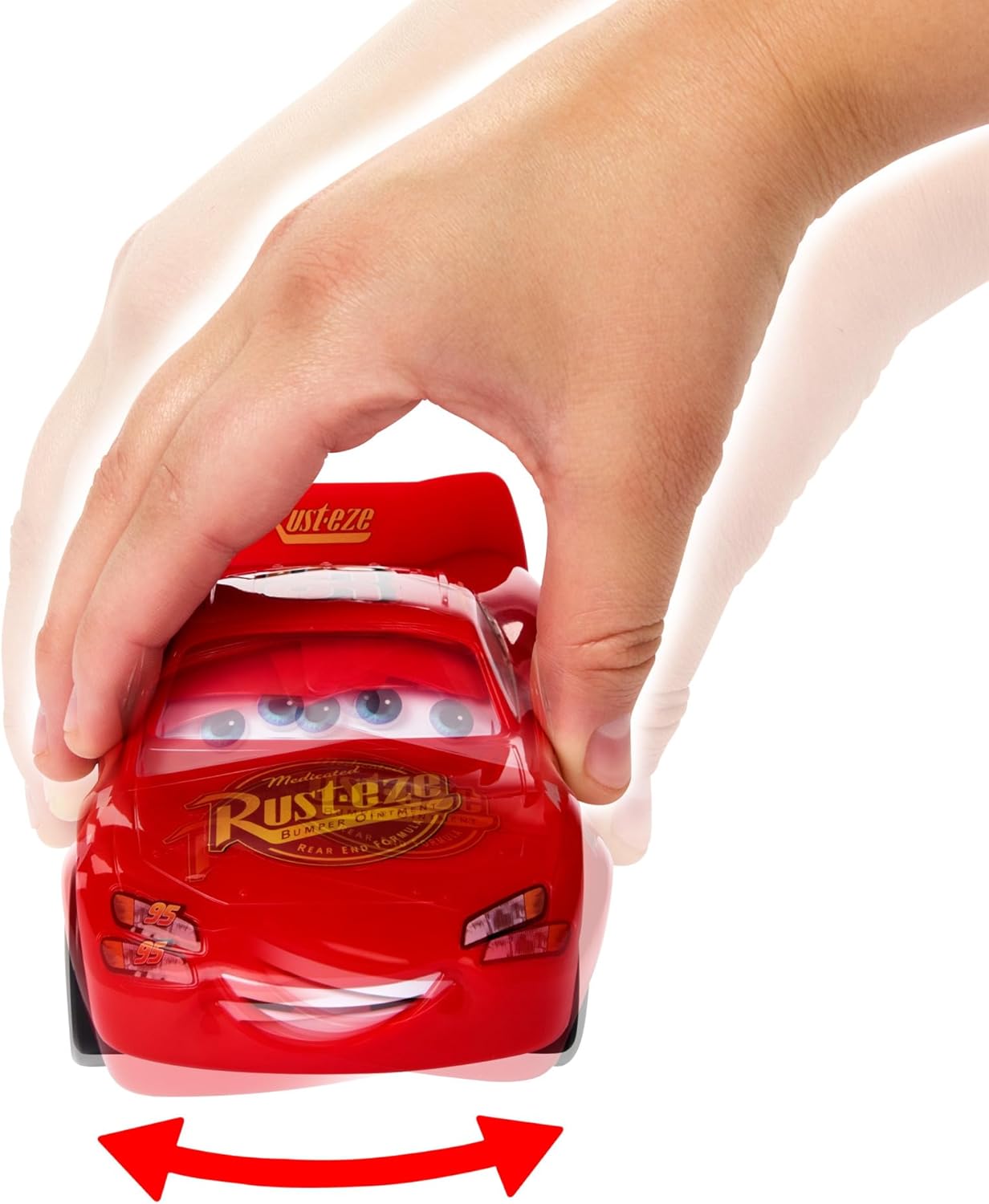 Mattel Disney and Pixar Cars Toy Cars & Trucks, Moving Moments Lightning McQueen Vehicle with Moving Eyes & Mouth, HPH64, ABAA2424